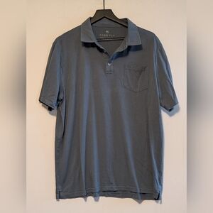 Free Fly Polo Shirt XL Blue Pocket Short Sleeve Bamboo Cotton Blend Casual Soft